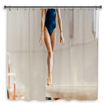 Front View Body Female Athletes Gymnasts Shower Curtain