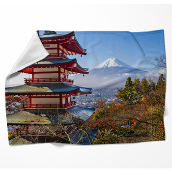 Fuji And Pagoda Woven Throw Blanket