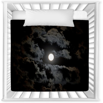 Full Moon And Clouds On Night Sky Baby Crib Comforter