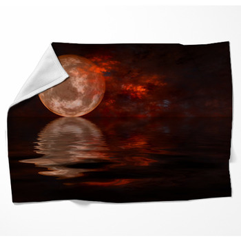 Full Moon Raising Over Water Woven Throw Blanket