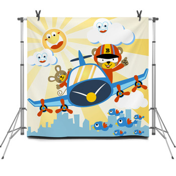 Fun Flight At Summer With Funny Pilots Fleece Backdrop