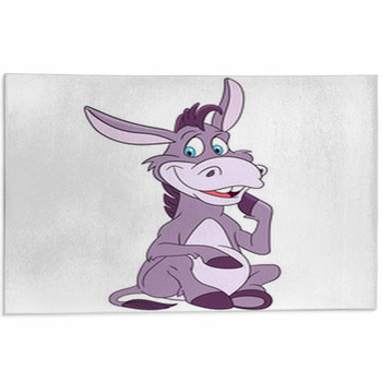 Funny And Happy Cartoon Donkey Is Sitting And Area Rug