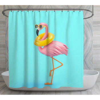 Funny Flamingo In Sunglasses With Shower Curtain