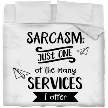 Funny Hand Drawn Quote About Sarcasm Fleece Bed Blanket