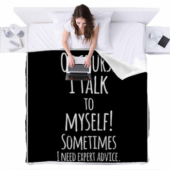 Funny Inspirational Vector Quotation Fleece Bed Blanket