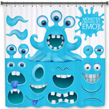 Funny Octopus Emoji Monster Custom Size Shower Curtain
