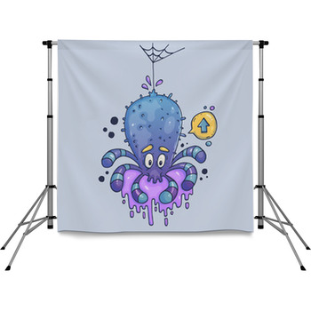 Funny Purple Spider Cartoon Pole Pocket Backdrop