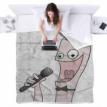 Funny Singer Fleece Bed Blanket