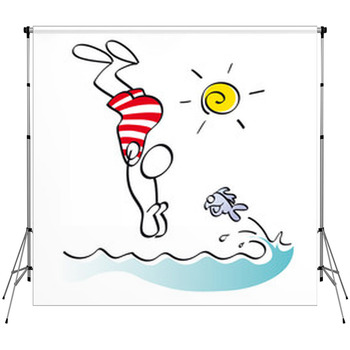 Funny Swimmer Fleece Backdrop