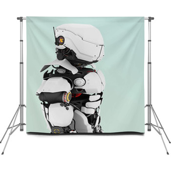 Futuristic Robot. Custom Size Backdrop