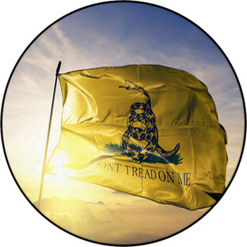 Gadsden Flag Waving On The Top Sunrise Mist Round Rug