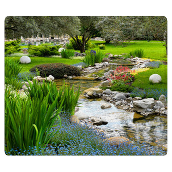 Garden With Pond In Asian Style Area Rug