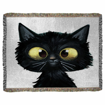 Gato Negro Ilustracion Woven Throw Blanket