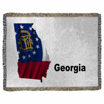 Georgia Flag As The Territory Map Woven Throw Blanket