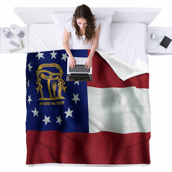 Georgia State Flag Fleece Bed Blanket