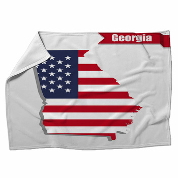 Georgia State Map With Us Flag Inside And  Fleece Blanket