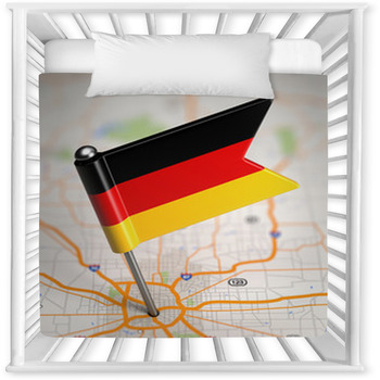 Germany Small Flag On A Map Baby Crib Comforter