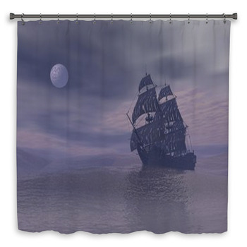 Ghost Boat By Night - 3D Render Shower Curtain
