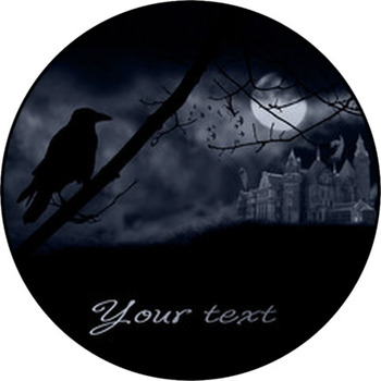Ghosts, Old Gravestones, Moon And Black Raven Round Rug