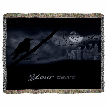 Ghosts, Old Gravestones, Moon And Woven Throw Blanket