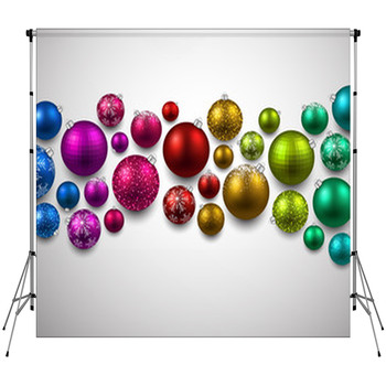 Gift Card With Colorful Christmas Balls Fleece Backdrop