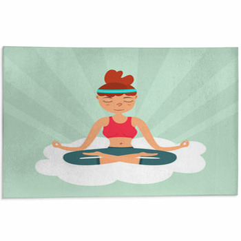 Girl In A Lotus Pose Floating On A Cloud In The  Area Rug