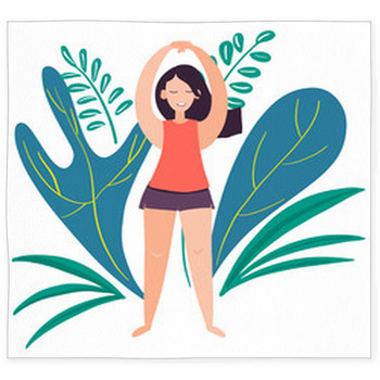 Girl In Yoga Pose With Leaves Custom Size Floor Mat