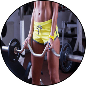 Girl Lifting Weights At Gym Round Rug