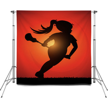 Girls Lacrosse Player Custom Size Backdrop