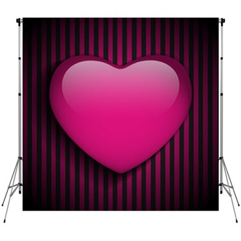 Glossy Emo Heart. Pink And Black Custom Size Backdrop