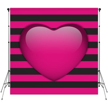 Glossy Emo Heart. Pink And Black Custom Size Backdrop
