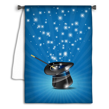 Glossy Magic Hat And Wand In Action - Vector File Towel