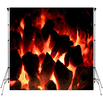 Glowing Coal Fire Custom Size Backdrop