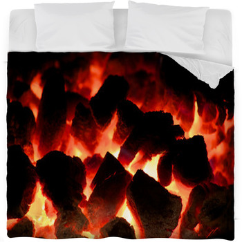 Glowing Coal Fire Fleece Bed Blanket