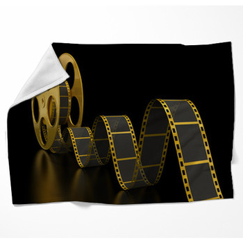 Gold Film Strip On Black Woven Throw Blanket