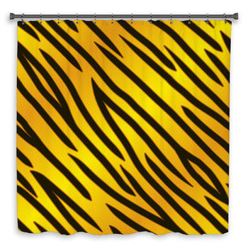 Gold Tiger Print Custom Size Shower Curtain