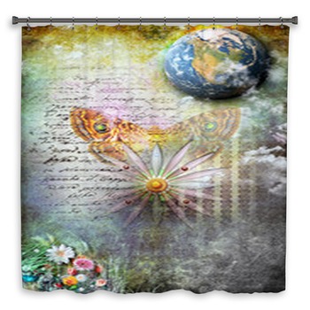 Golden Butterfly Shower Curtain