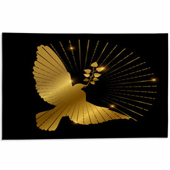 Golden Dove Of Peace Logo Design Pigeon Branch Area Rug