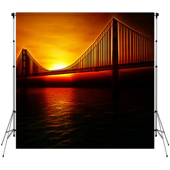 Golden Gate Bridge Illustration Custom Size Backdrop