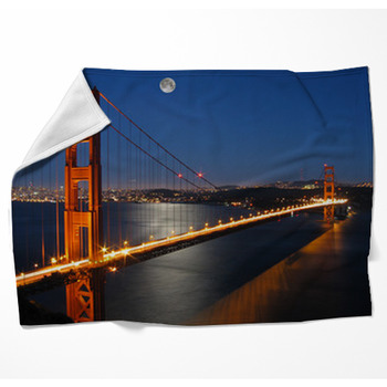 Golden Gate Bridge With Moon Light Woven Throw Blanket