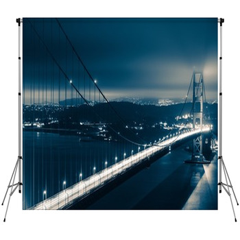 Golden Gate Night Scenery Custom Size Backdrop