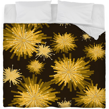 Golden Holiday Fireworks. Fleece Bed Blanket