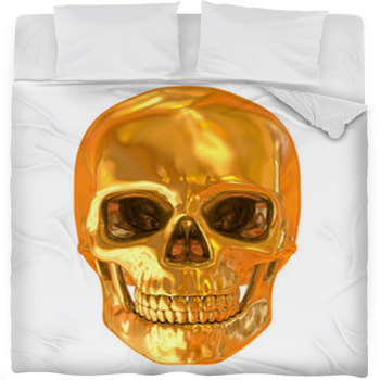 Golden Skull Isolated Fleece Bed Blanket