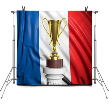 Golden Trophy With French Flag In Fleece Backdrop