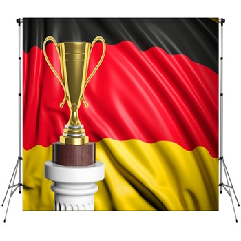 Golden Trophy With Germany Flag In Fleece Backdrop