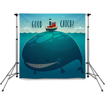 Good Catch Tugboat And Whale Pole Pocket Backdrop