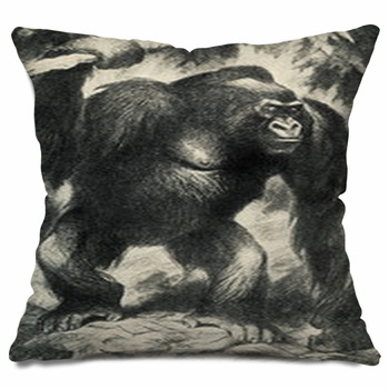 Throw Pillow A large male silver of back gorilla sitting 