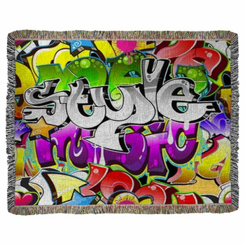 Graffiti Urban Art Background. Woven Throw Blanket