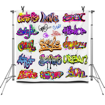 Graffiti Vector Background Collection. Fleece Backdrop