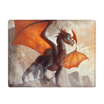Grand Dragon Orange à Cornes Devant Un Château Bath Mat